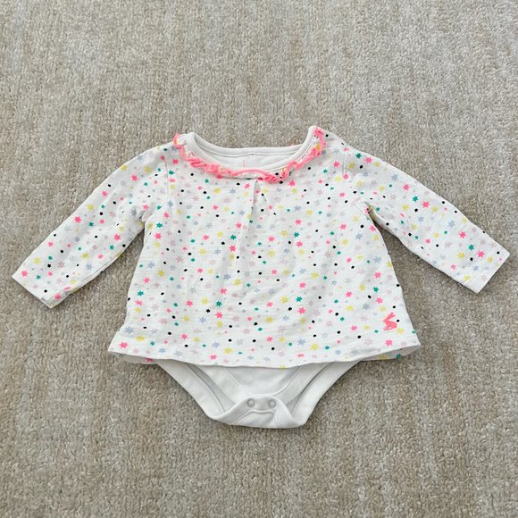 3 for $6 Joules Star Baby Long Sleeve One Piece Bodysuit 3m - Picture 1 of 8